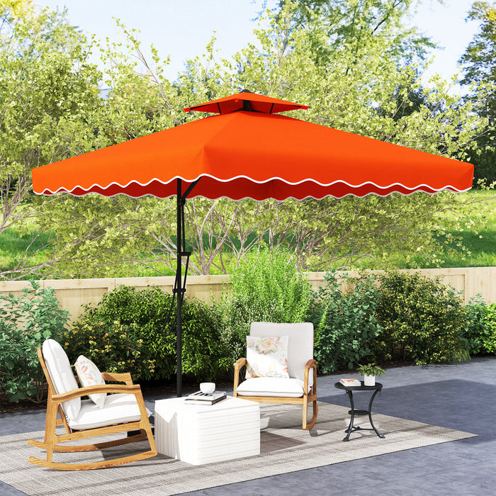 Orange 2.5m Cantilever Garden Parasol with Lever and Cross Base by Outsunny
