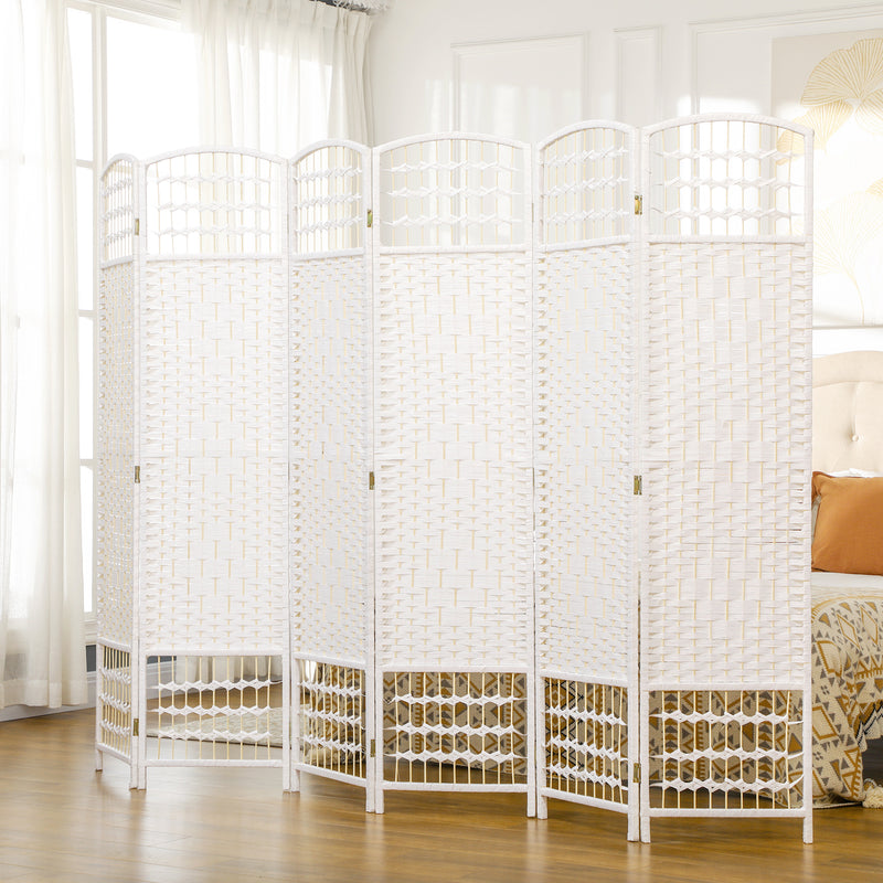 6 Panel Folding Room Divider for Instant Privacy and Flexible Space Separation White