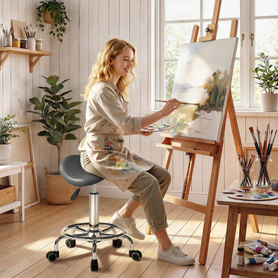 Ergonomic Saddle Chair for Healthy Posture in Home Office or Salon Grey AOSOM