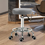 Height Adjustable Rolling Stool with PU Leather Seat and Wheels for Salon or Spa Use Grey