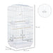 Large White Metal Bird Cage with Perches Swing and Bowls for Budgies and Parakeets by PawHut