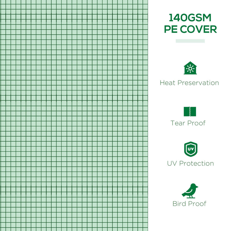 Portable Mini Greenhouse Tunnel with Steel Frame and 5 Mesh Windows for Garden Use Green