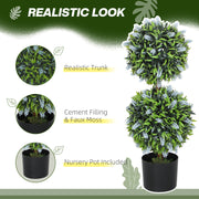 Set of 2 Artificial Ball Trees with Blue Lavender Flowers in Pots 70cm by HOMCOM