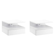 Set of 2 Wall Mounted Bedside Tables with Storage Shelf for Bedroom Space Saving, White