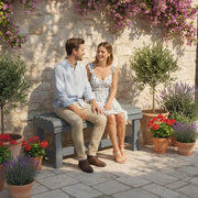 Wooden Garden Bench for Two with Curved Seat and Water Resistant Finish Grey Outsunny