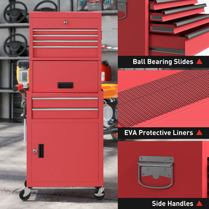Three Tier Steel Tool Chest With Lockable Drawers For Garage Or Workshop Use Red