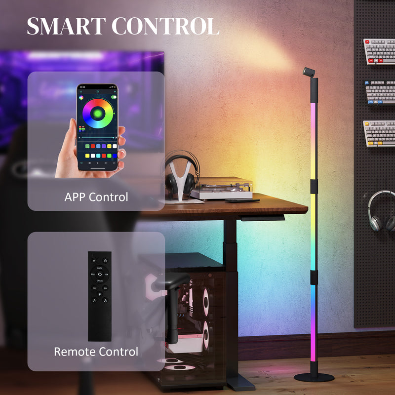LED Floor Lamp with RGB, Remote Control and Music Sync for Living Room and Gaming by HOMCOM
