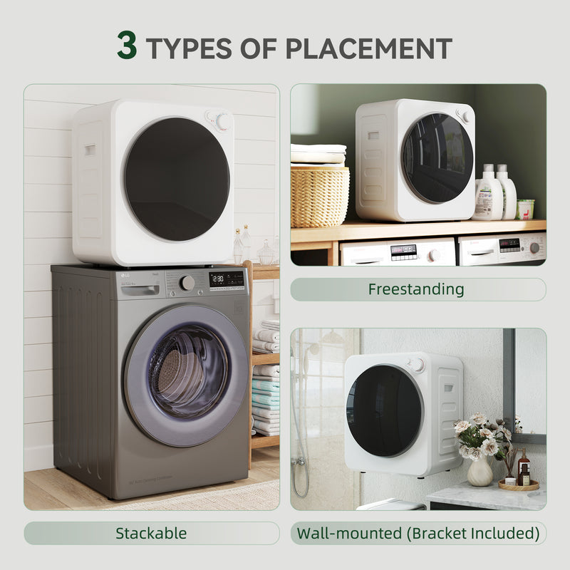 Compact Tumble Dryer for Small Flats with 5 Programmes and Flexible Installation White