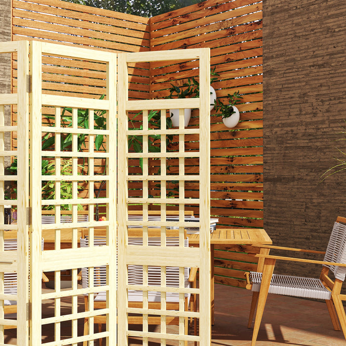 3 Panel Wooden Garden Privacy Screen Foldable Freestanding Outdoor Trellis by Outsunny