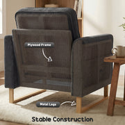 Armchair for Everyday Relaxation with Thick Cushion and Corduroy Upholstery Dark Grey AOSOM