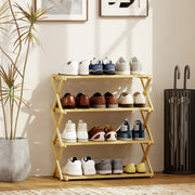 4 Tier Bamboo Shoe Rack Freestanding Storage Shelf No Assembly Required Natural AOSOM