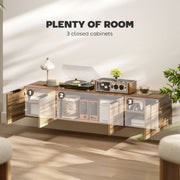 Wall Mounted TV Unit with Shelves and Storage for Living Room Entertainment, Rustic Brown