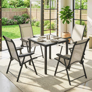 4 Seater Garden Dining Set with Folding Chairs and Space Saving Table for Small Patios, Brown Outsunny