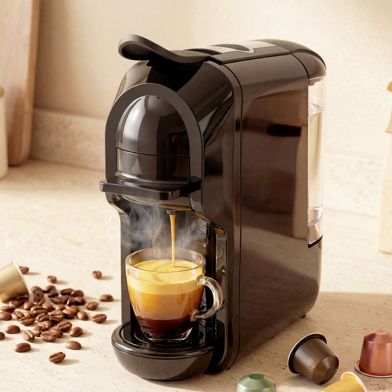Coffee Machine for Quick Espresso and Capsule Brewing with Easy Controls Black AOSOM