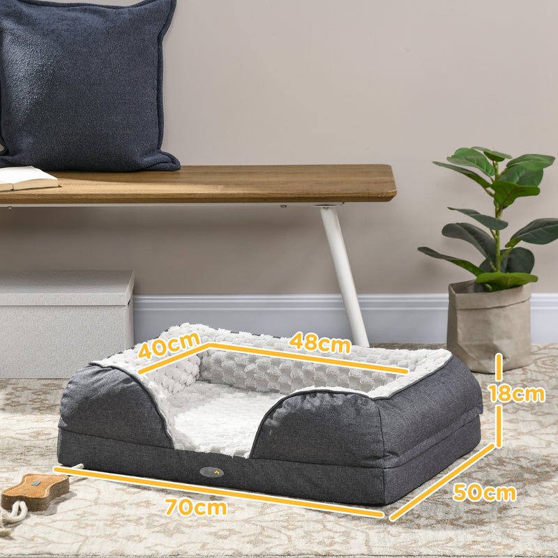 Calming Dog Bed with Removable Cover and Anti Slip Base for Small Pets Charcoal Grey