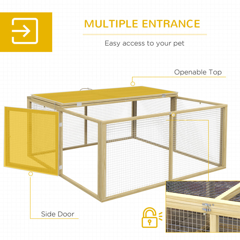 Large Wooden Rabbit Hutch for 2–3 Pets with Easy Access and Foldable Design Natural Wood