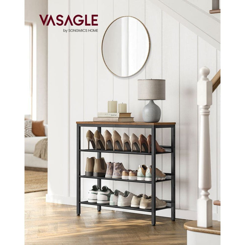Vasagle 4 Tier Shoe Rack with Adjustable Mesh Shelves For Entryway