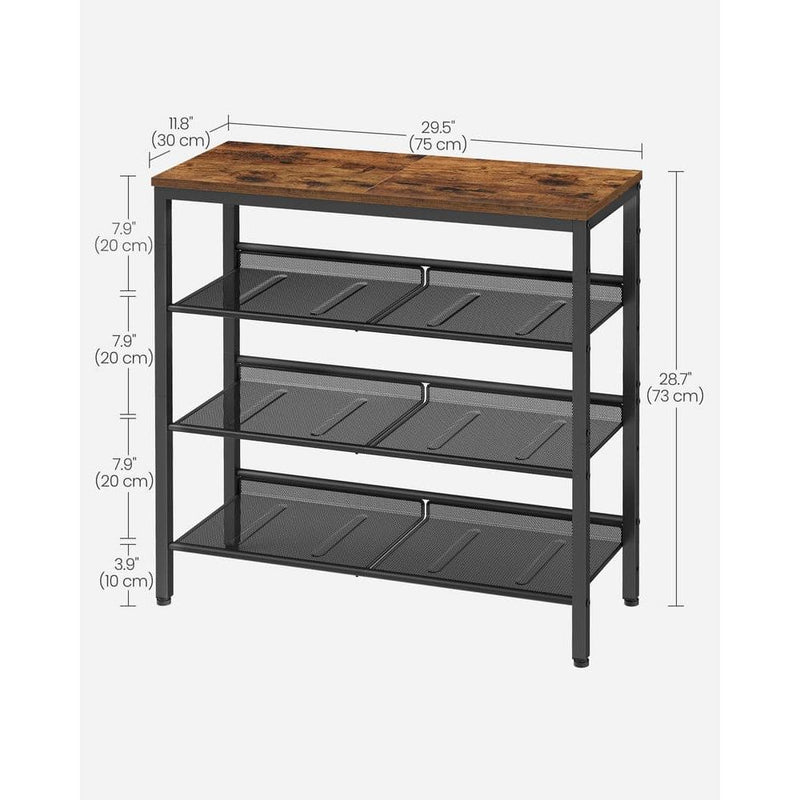 Vasagle 4 Tier Shoe Rack with Adjustable Mesh Shelves For Entryway