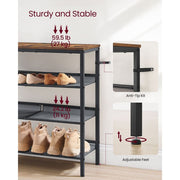 Vasagle 4 Tier Shoe Rack with Adjustable Mesh Shelves For Entryway