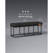 Vasagle Black Ottoman Bench For Bedroom, Living Room, Hallway