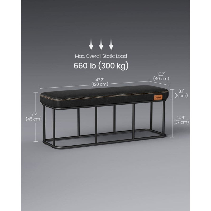 Vasagle Black Ottoman Bench For Bedroom, Living Room, Hallway