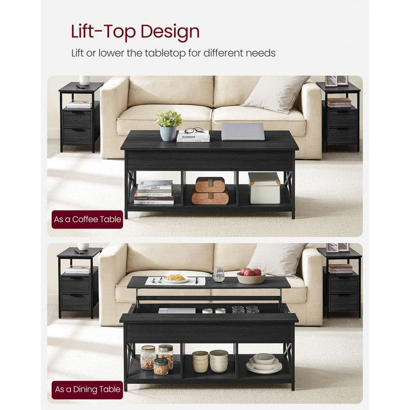 Vasagle Black Coffee Table with Lift Top And Storage For Living Room - Can be used a desk when working from sofa