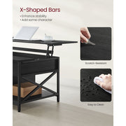 Vasagle Black Coffee Table with Lift Top And Storage For Living Room - Can be used a desk when working from sofa