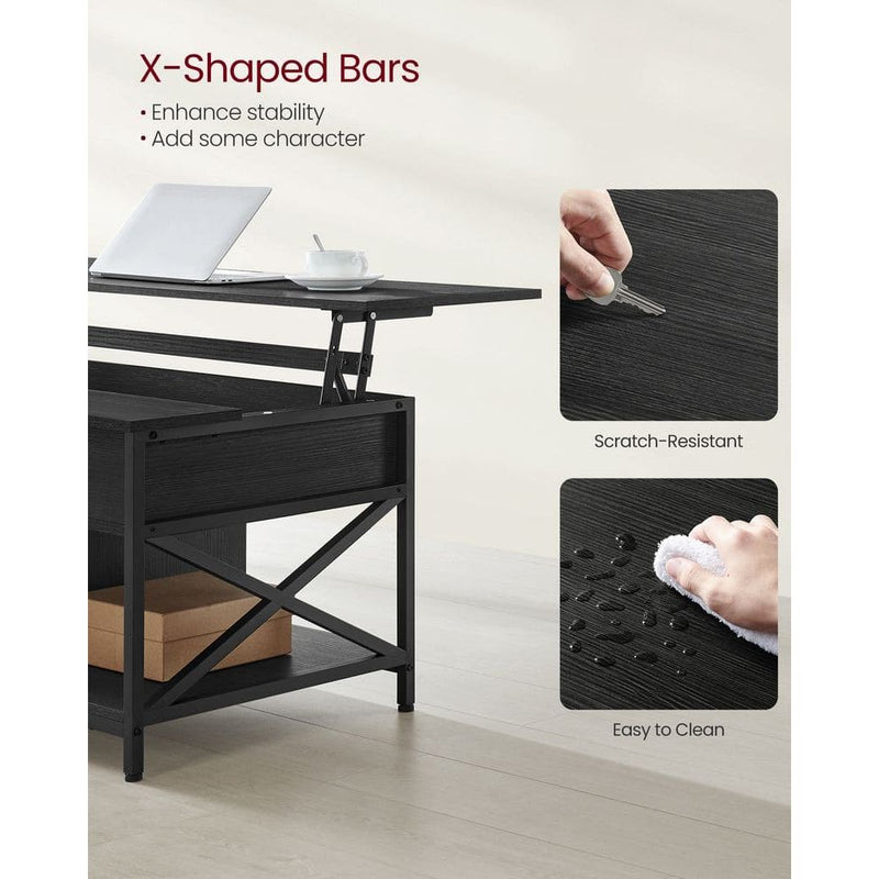 Vasagle Black Coffee Table with Lift Top And Storage For Living Room - Can be used a desk when working from sofa