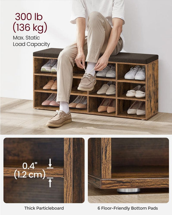 Vasagle Entryway Shoe Storage Bench with Cushion