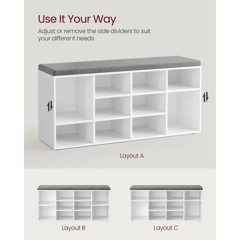 Vasagle Entryway Shoe Storage Bench with Cushion