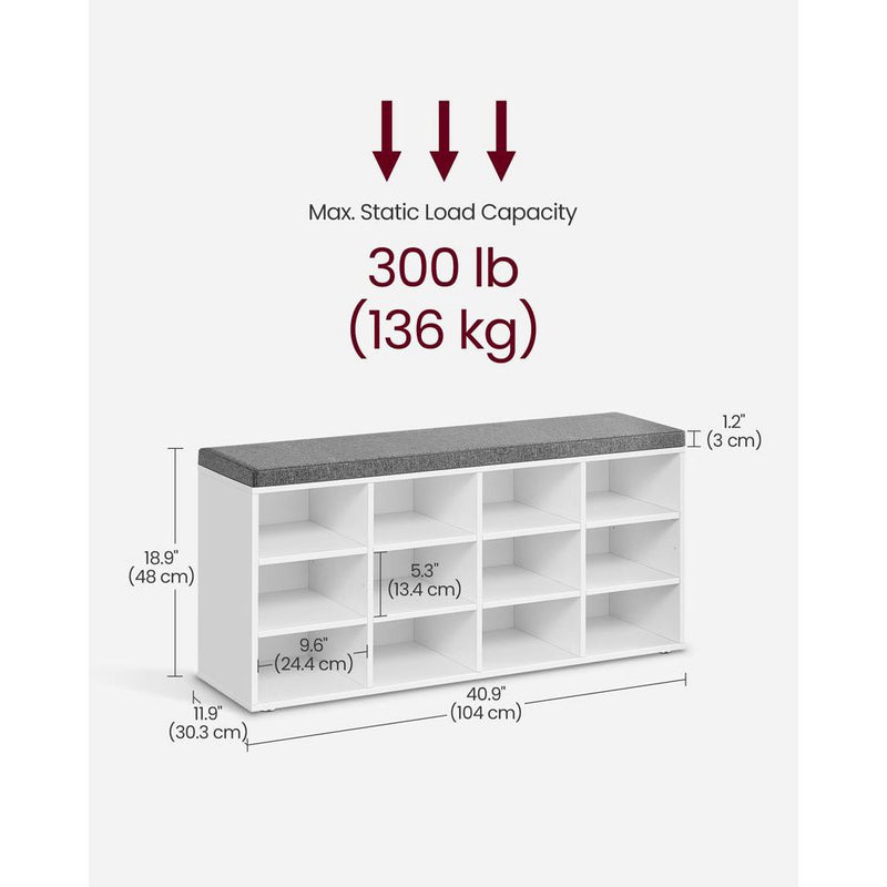 Vasagle Entryway Shoe Storage Bench with Cushion