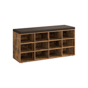 Vasagle Entryway Shoe Storage Bench with Cushion, Rustic Brown