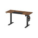 Image of a Vasagle Electric Height Adjustable Standing Desk With a Rustic Brown Tabletop, Black Metal Frame and Legs and a Side Pouch For Books and Stationary