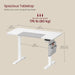 Image of a Vasagle White Height Adjustable Office Desk With a Grey Storage Pouch for Books and Stationary.