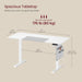 Image of a Vasagle White Height Adjustable Office Desk With a Grey Storage Pouch for Books and Stationary.