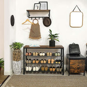 Vasagle Industrial Entryway Shoe Rack 100cm Wide - 3 Tiers and a Seat