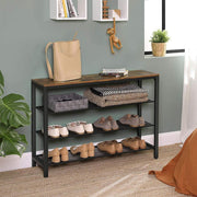 Vasagle Industrial Entryway Shoe Rack 100cm Wide - 3 Tiers and a Seat
