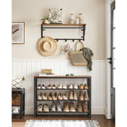 Vasagle Industrial Entryway Shoe Rack 100cm Wide - 3 Tiers and a Seat