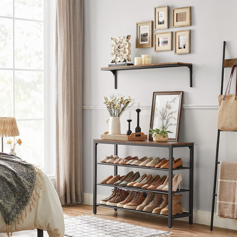 Vasagle Industrial Entryway Shoe Rack 100cm Wide - 3 Tiers and a Seat