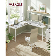 Image of a White Vasagle Corner Desk in a home office.