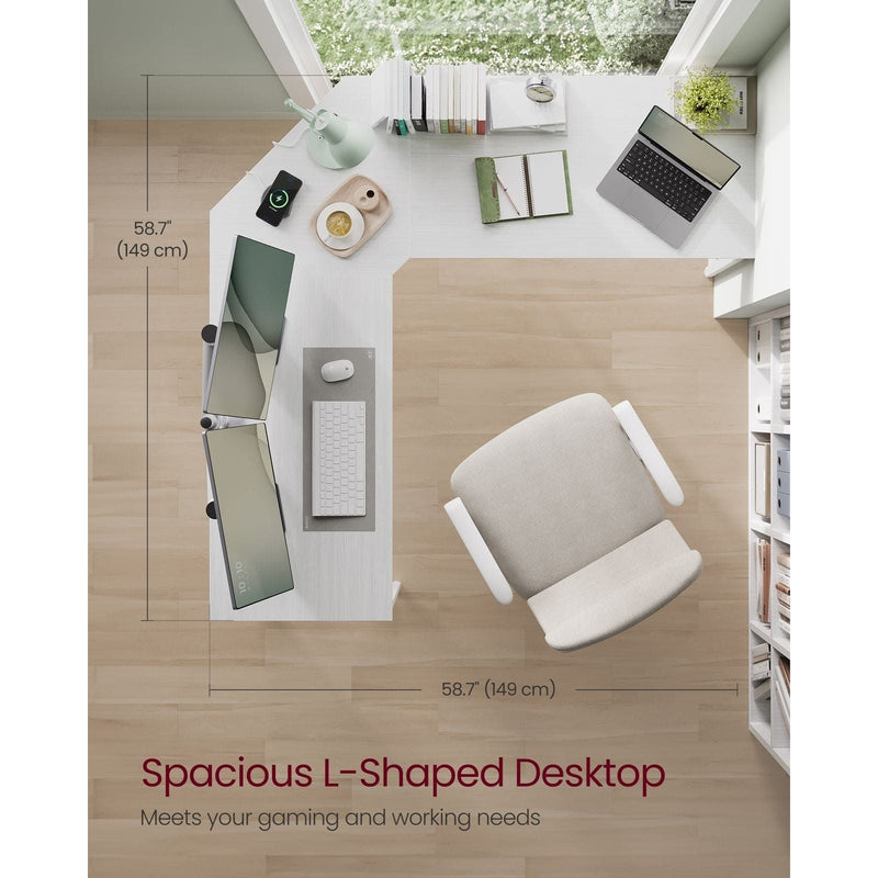 Image of a White Vasagle Corner Desk in a home office.