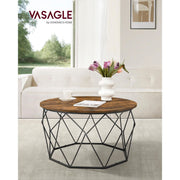 Vasagle Round Industrial Coffee Table With Geometric Storage Base - Perfect For Smaller Living Rooms