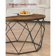 Vasagle Round Industrial Coffee Table With Geometric Storage Base - Perfect For Smaller Living Rooms