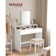 Vasagle White Dressing Table With Mirror and Drawers
