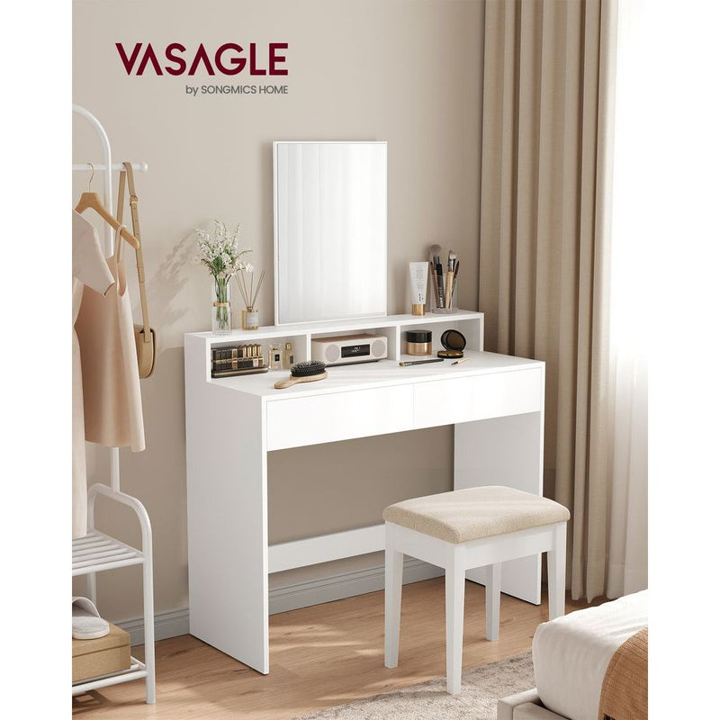 Vasagle White Dressing Table With Mirror and Drawers