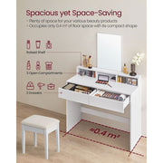 Vasagle White Dressing Table With Mirror and Drawers
