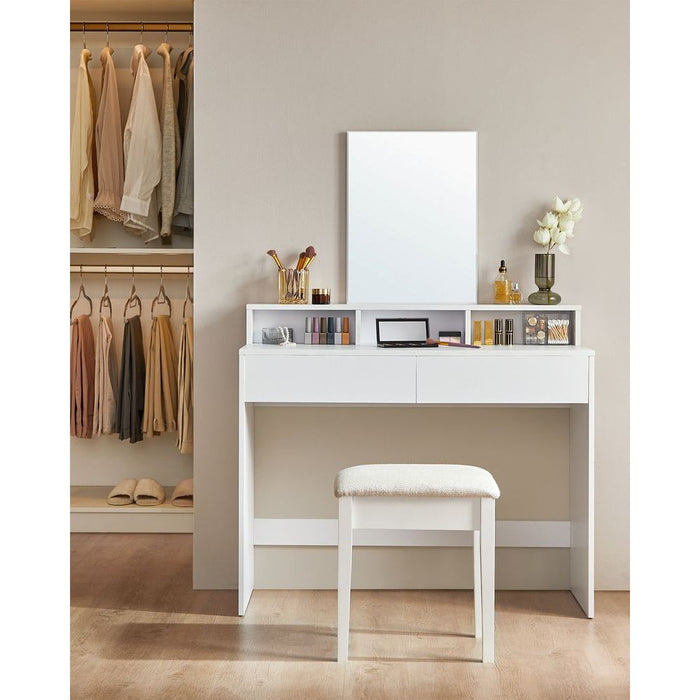 Vasagle White Dressing Table With Mirror and Drawers