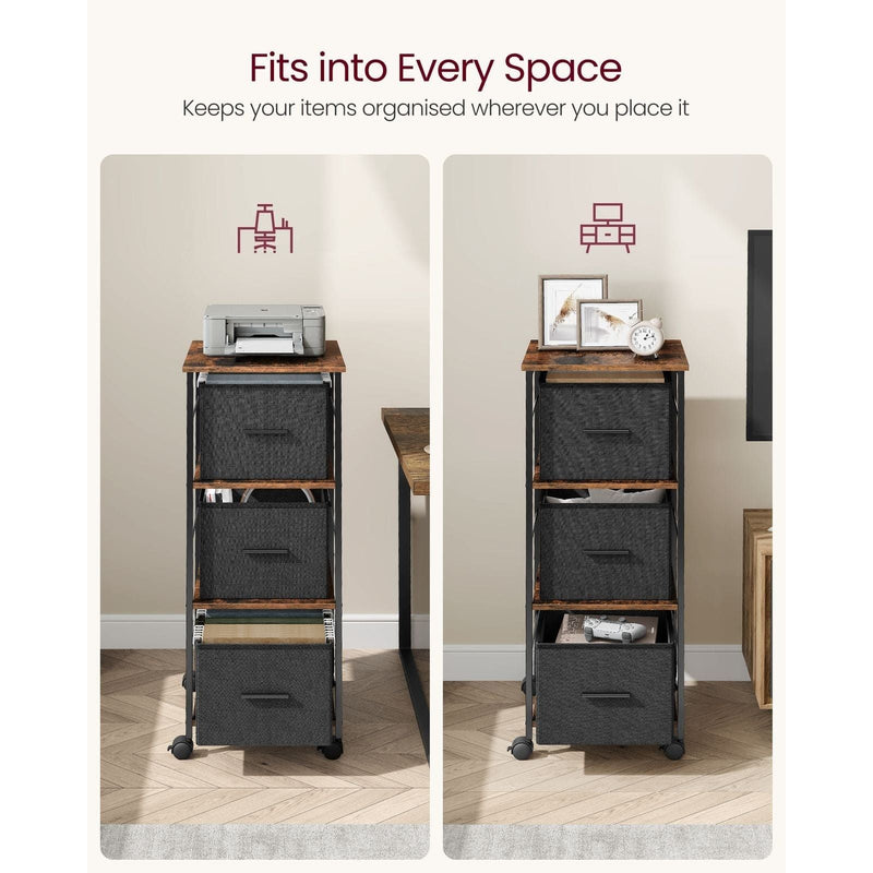 Vasagle 3 Drawer Filing Cabinet With Wheels For Home Office