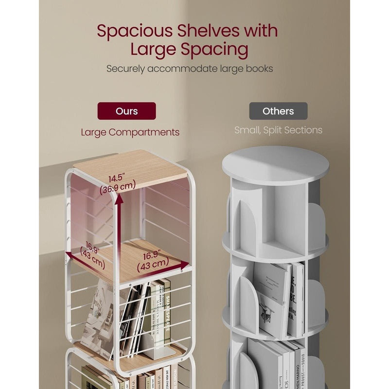 Vasagle 4 Shelf 360 Rotating Bookshelf, Beige and White