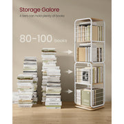 Vasagle 4 Shelf 360 Rotating Bookshelf, Beige and White